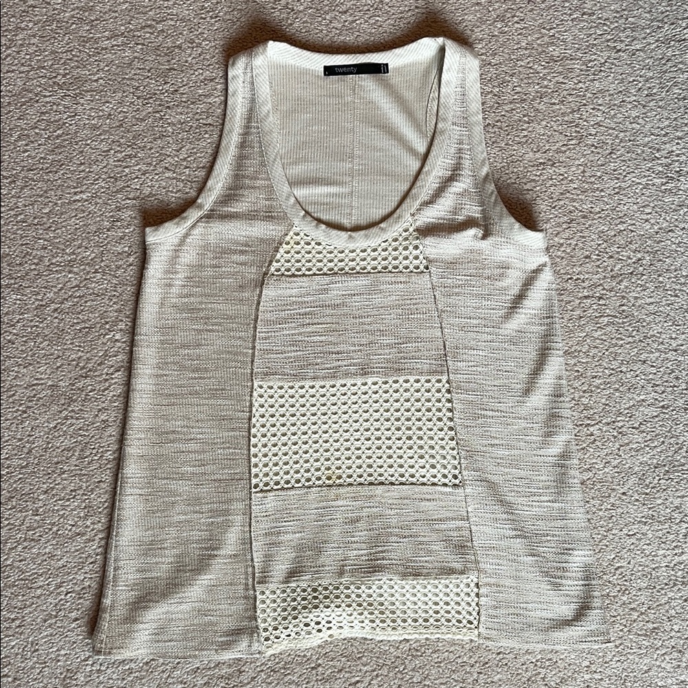 Twenty Cream Mesh Panel Tank Top